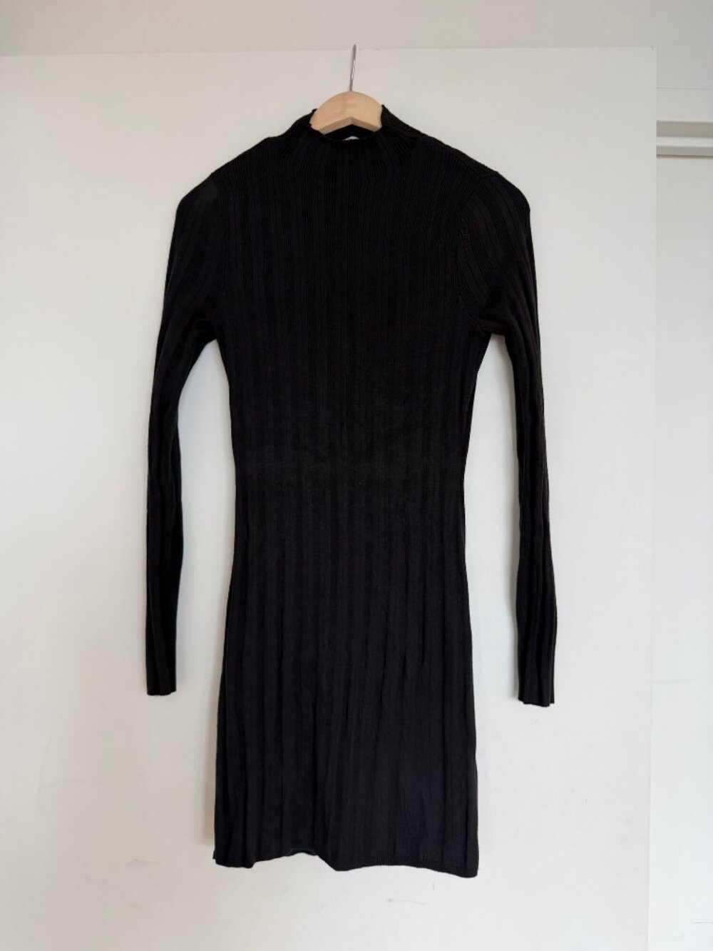 Abercrombie & Fitch Black Ribbed Mock Neck Mini Dress